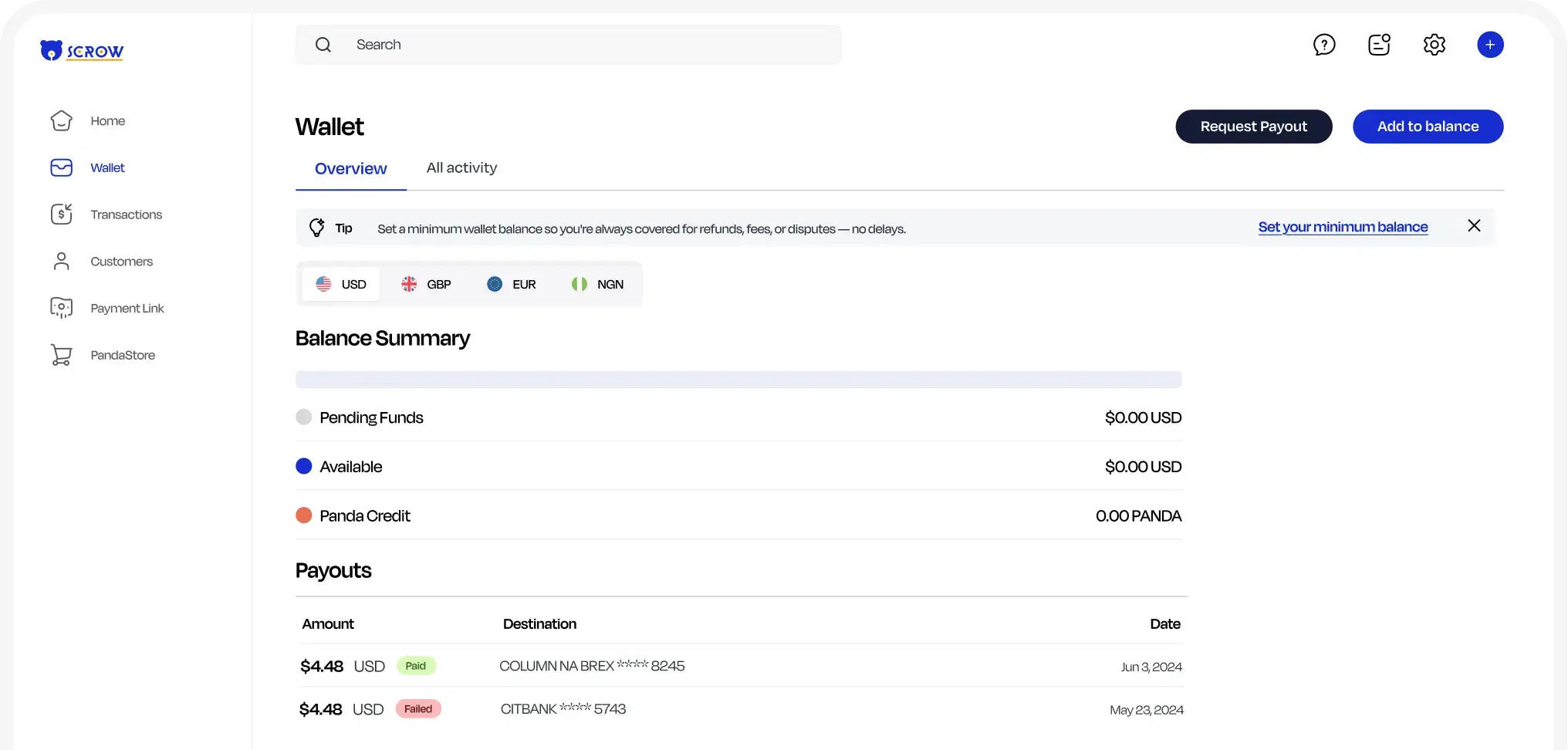 Wallet Dashboard design